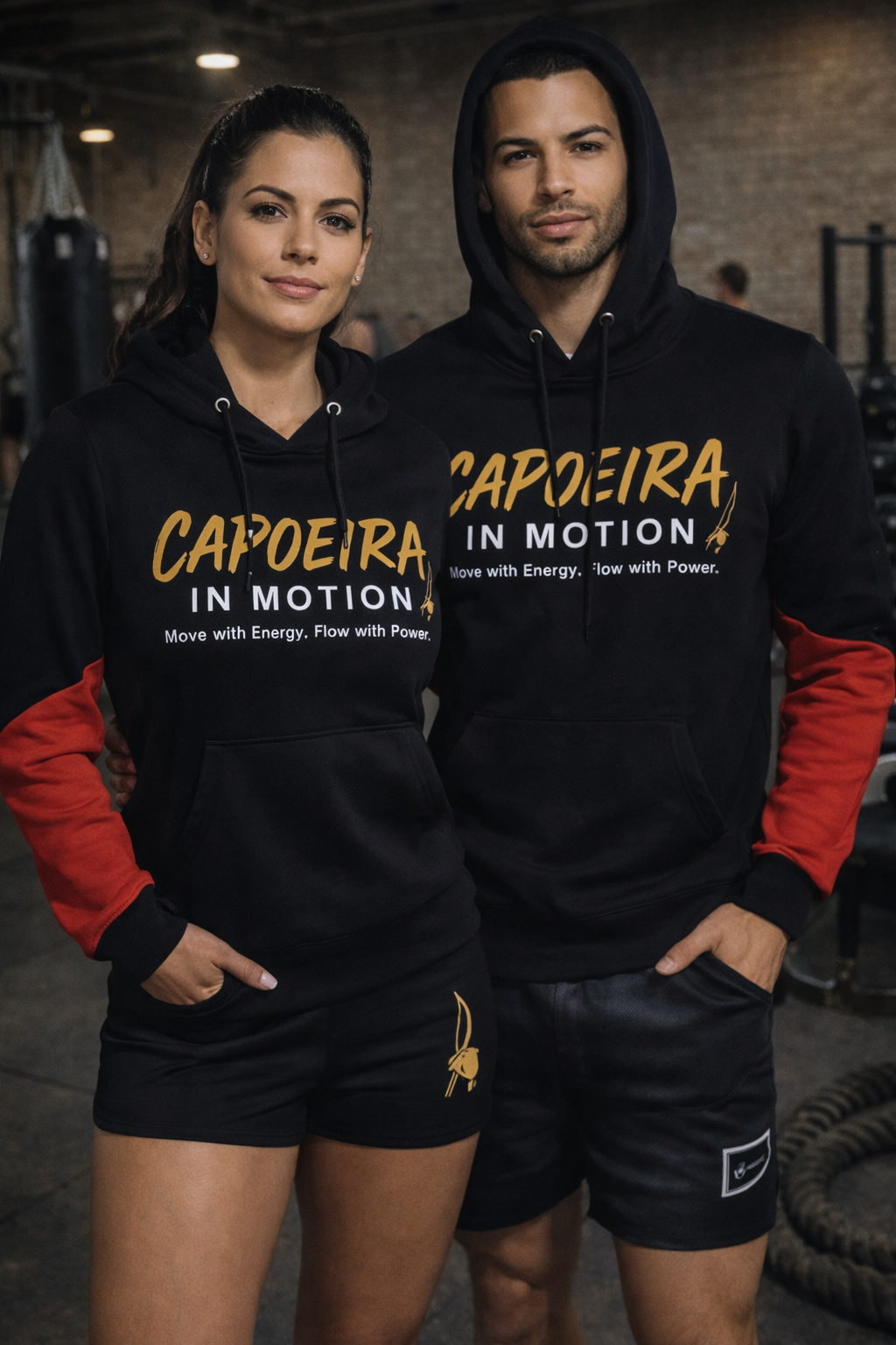 Capoeira Hoodie UK | Capoeira In Motion Red Sleeve Hoodie
