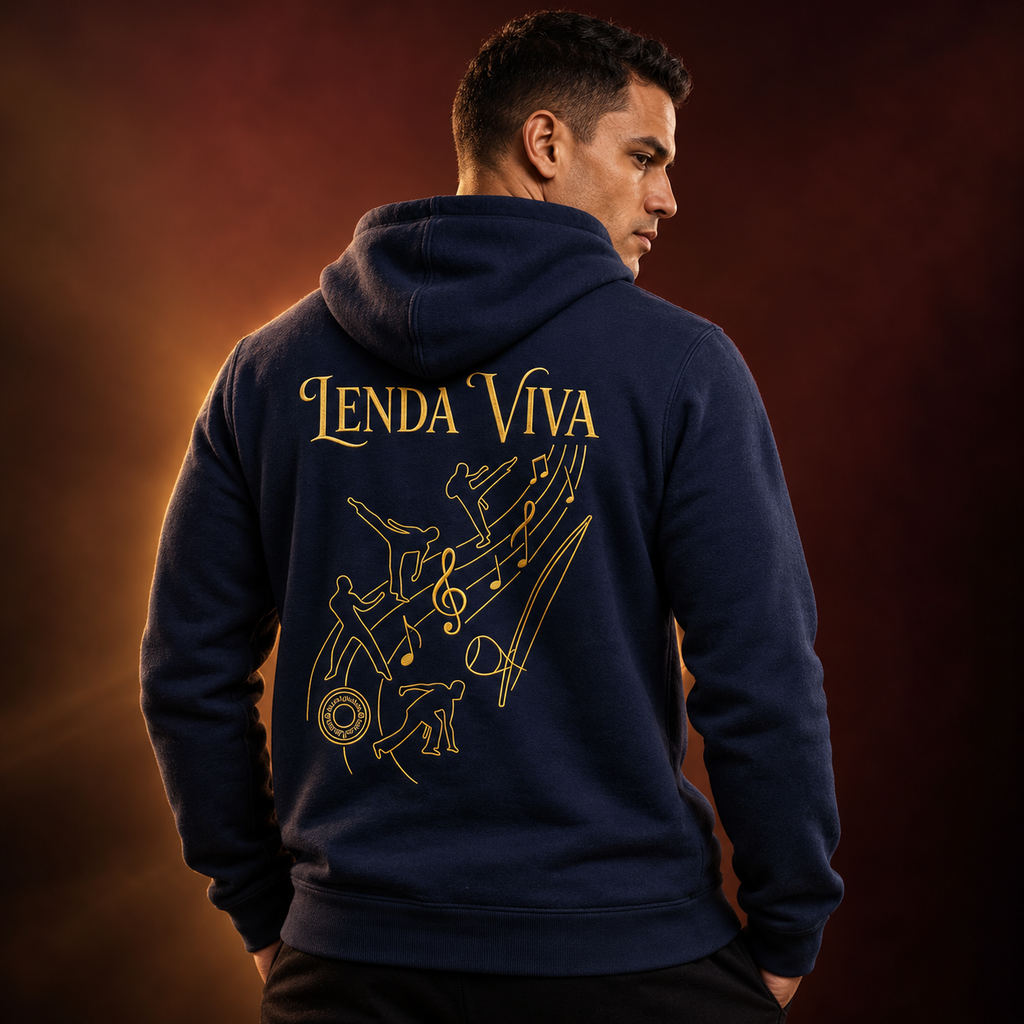 Lenda Viva Hoodie — capa editorial traseira